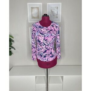 Lilly Pulitzer Luxletic Lizbeth Top Women's Small Long Sleeve Flamingo